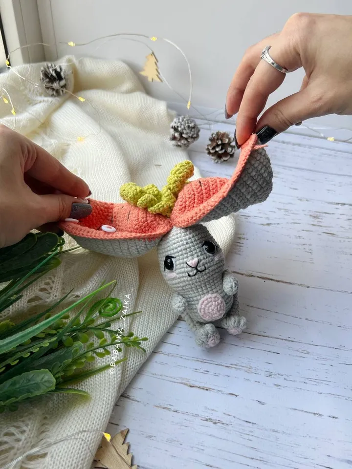 PDF Crochet Bunny Carrot Amigurumi Pattern, Easter Crochet Bunny Pattern, Cute amigurumi Bunny, Small Toy Pattern, Amigurumi Animal Pattern