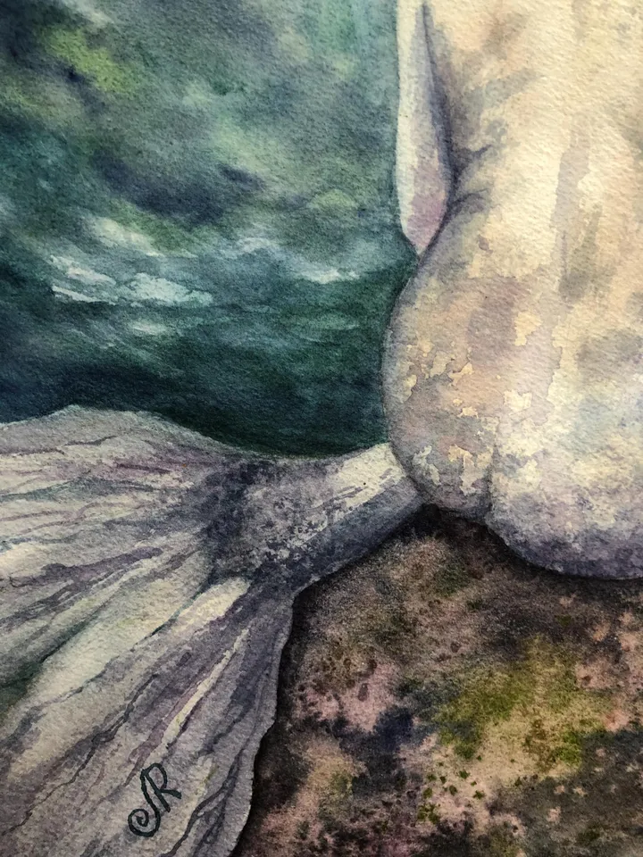 Mermaid Original Painting Woman Watercolor Wall Art