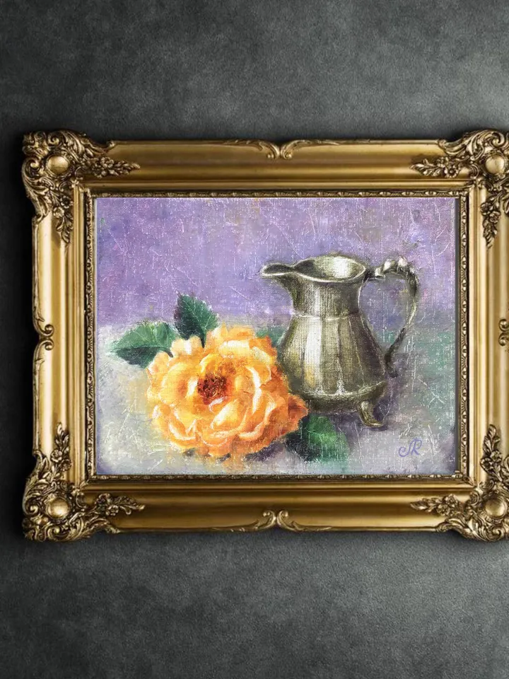 Roses Oil Painting Original Still Life Teacup Painting