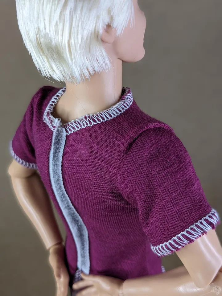 Red wine printed T-shirt for 12-inch fashion male dolls