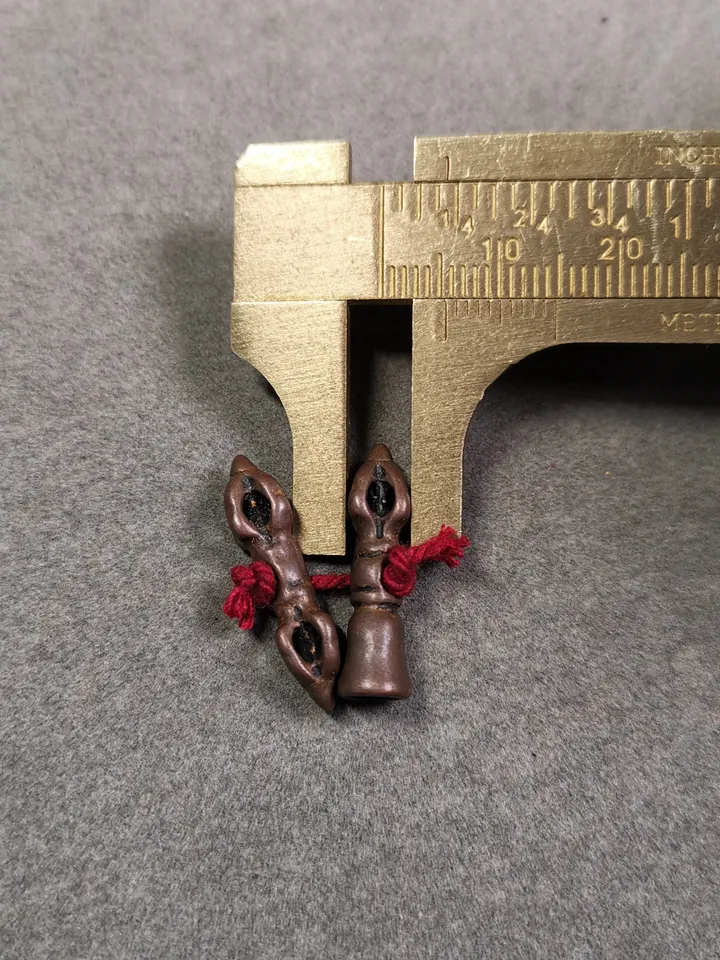 Gandhanra Handmade Tibetan Amulet Pendant,Mini Vajra and Dorje Bell, Mala Marker Bead Accessories, Made of Red Copper