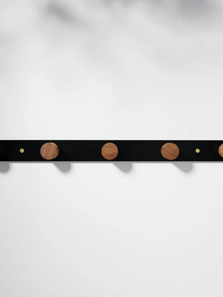 Black + Walnut Minimalist Metal and Wood Wall Mounted Coat hook