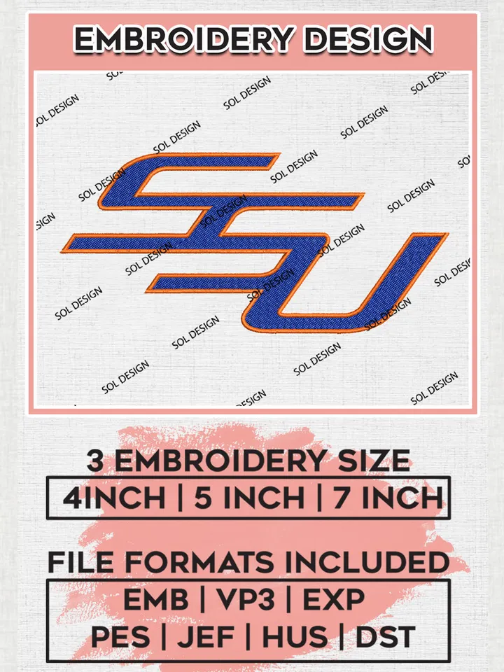 NCAA SSU Team Logo Embroidery Design Files, NCAA Savannah State Tigers Machine Embroidery, NCAA Teams, 3 sizes, NCAA Machine embroidery designs, Digital Download