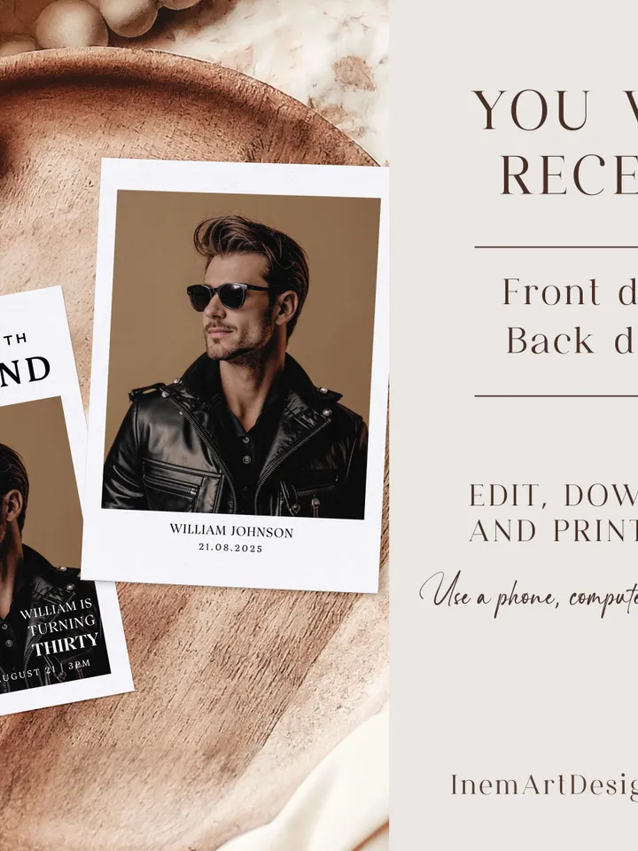 The Man The Myth The Legend 30th Birthday Invitation, THIRTY, Editable Printable, 30th Party Text Invite, Instant Download, Canva Template