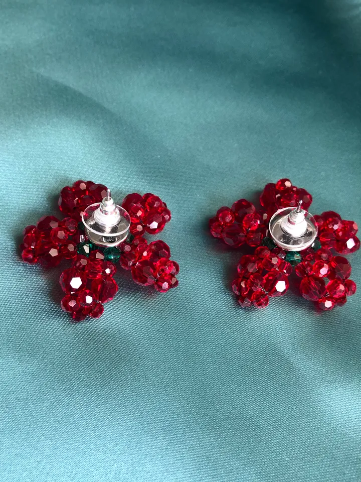 Crystal Flower Earrings Handmade
