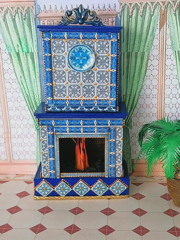 Fireplace for dollhouse handmade.1:12 scale.