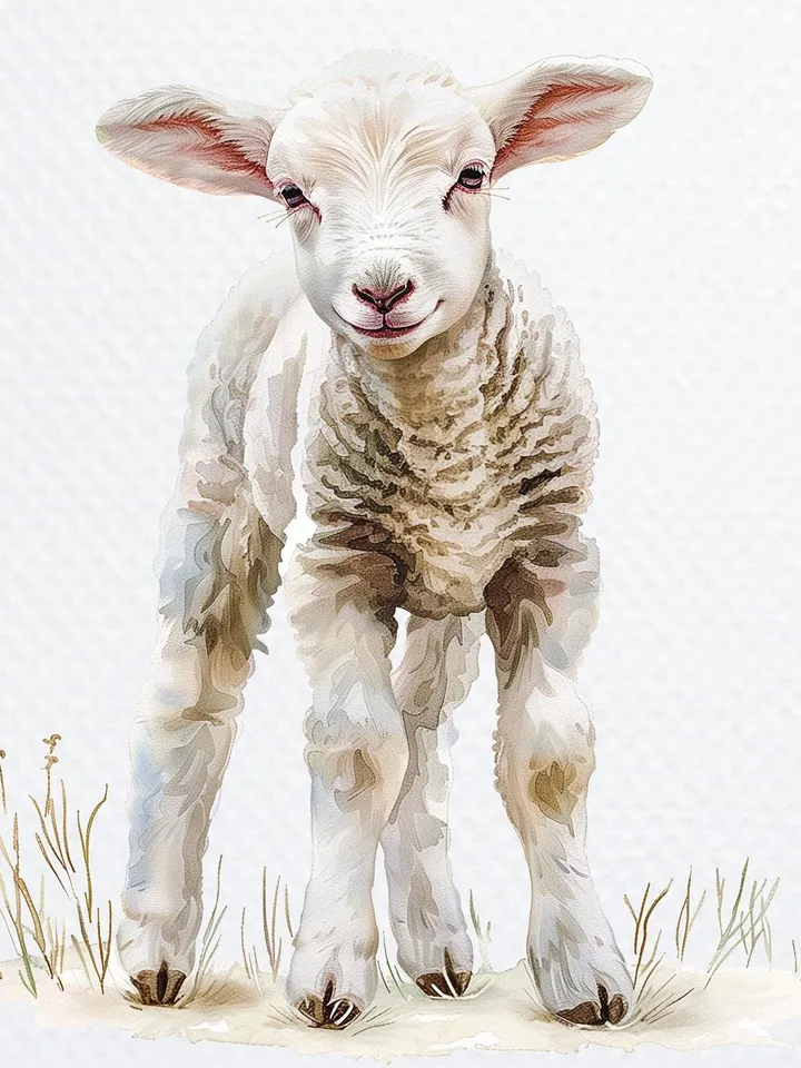 10 Cute Lamb PNG Clipart Bundle, Watercolor Sheep Clipart, Printable Sublimation clipart, Paper crafts, junk journal, nursery art