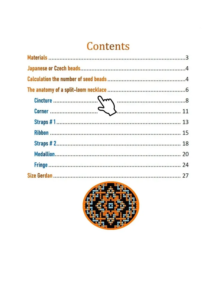 Bead loom pattern, scheme for a Gerdan-Split-Loom Necklace, Beaded Sautoir, Beading Loom only Pattern, Instant Download, PDF