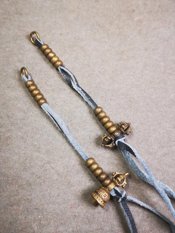 Gandhanra Handmade Tibetan Buddhist Mala Bead Counters, Carved with Dorje and Vajra /  Kartika and Kila, Made of  Brass