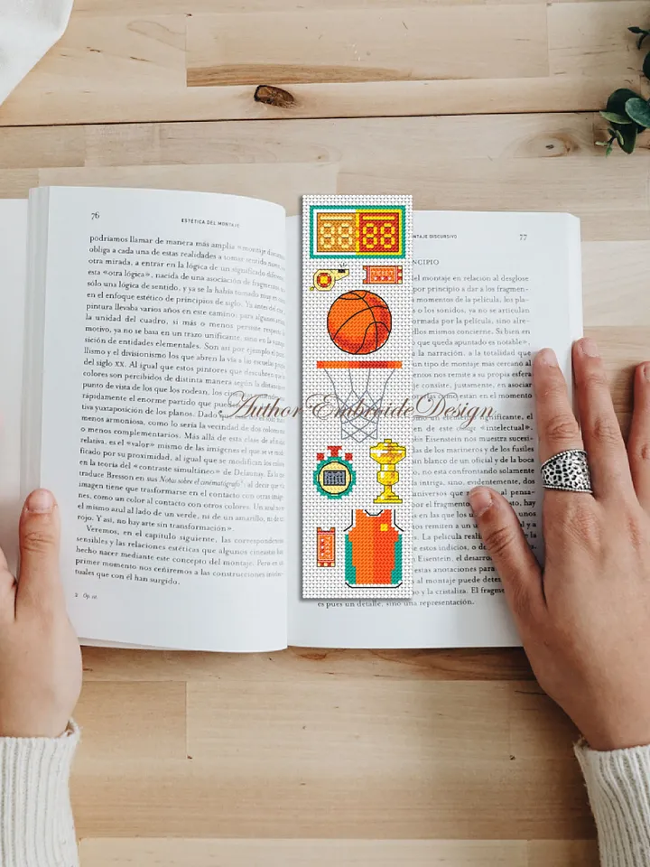 Basketball bookmark cross stitch pattern PDF download Sport cross stitch chart, Modern bookmark pattern digital PDF, Bookmark for men #B310