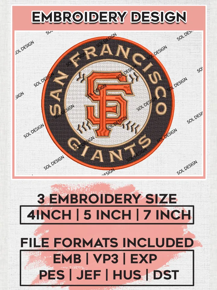 MLB San Francisco Giants Round Logo Embroidery Files, MLB San Francisco Giants Team Embroidery Designs, MLB Teams, 3 sizes, MLB Machine embroidery designs, Digital Download