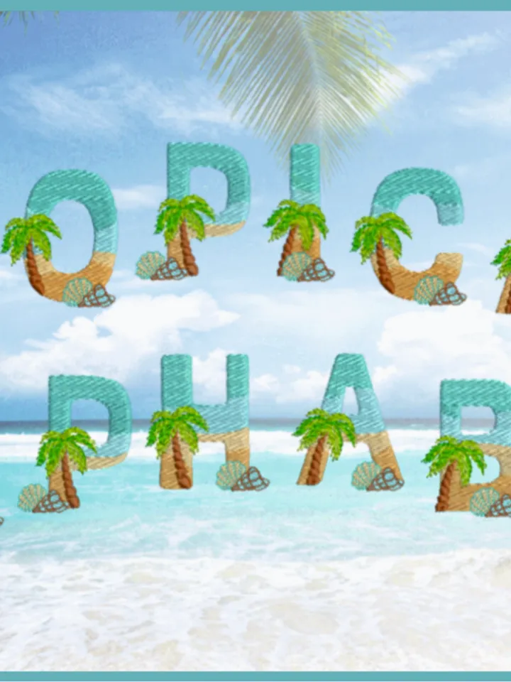 Alphabet of the Tropics Set - 3 Sizes machine embroidery design