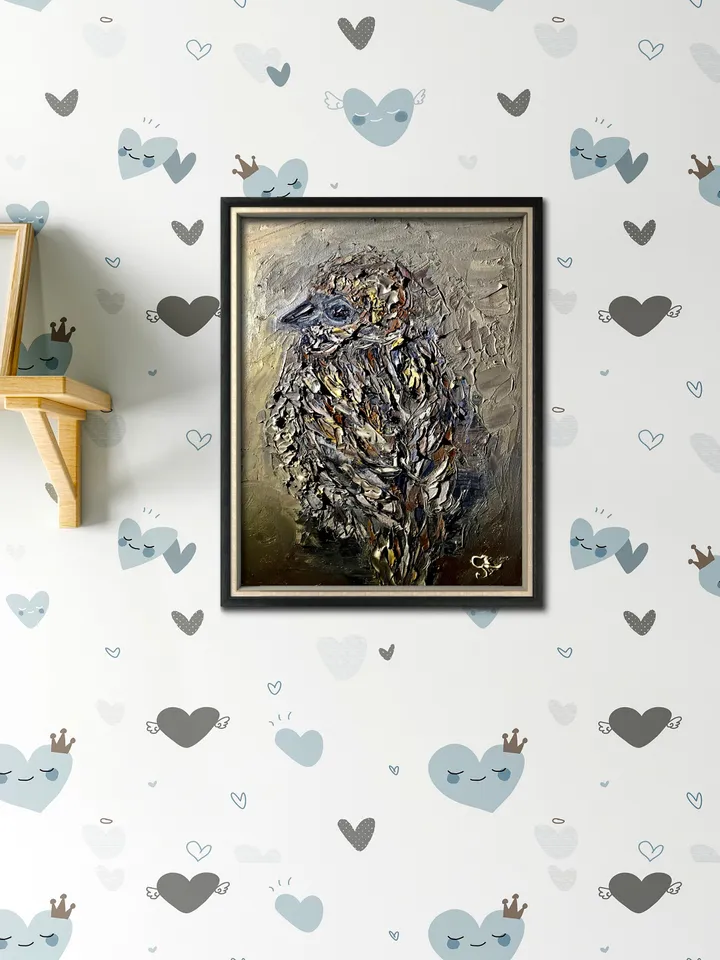 Sparrow bird original oil impasto painting on stretched canvas,birds painting,fantasy birds wall art,original art gifts,home decoration.