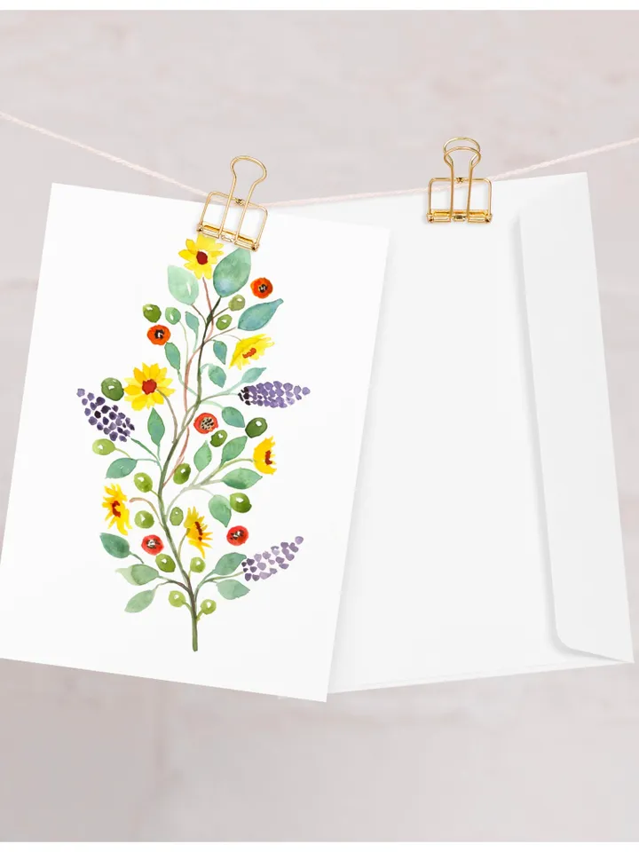 Greeting card Handmade Cards Watercolor Congratulations Cards Cute Appreciation Thank You Card Garden Botanical Flower Card Watercolor Cards