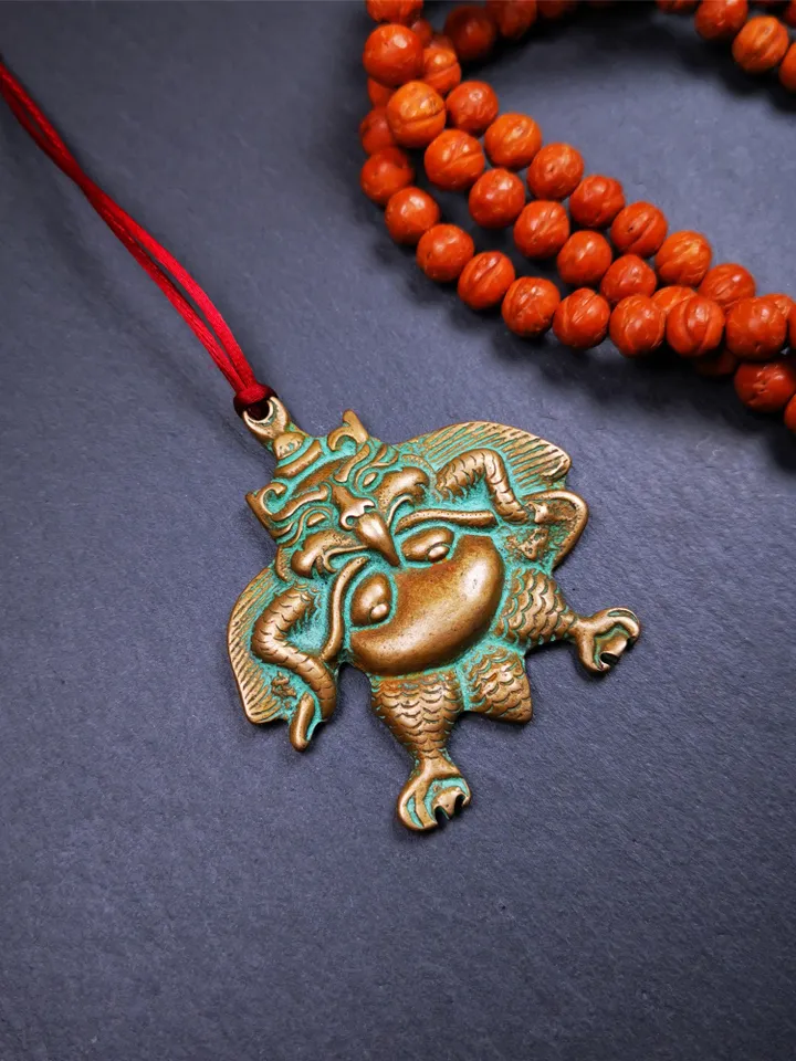 Gandhanra Antique Tibetan Buddhist Amulet,Garuda,Garula,Suparna,Golden-winged Bird Pendant,Made of Copper,2.28"