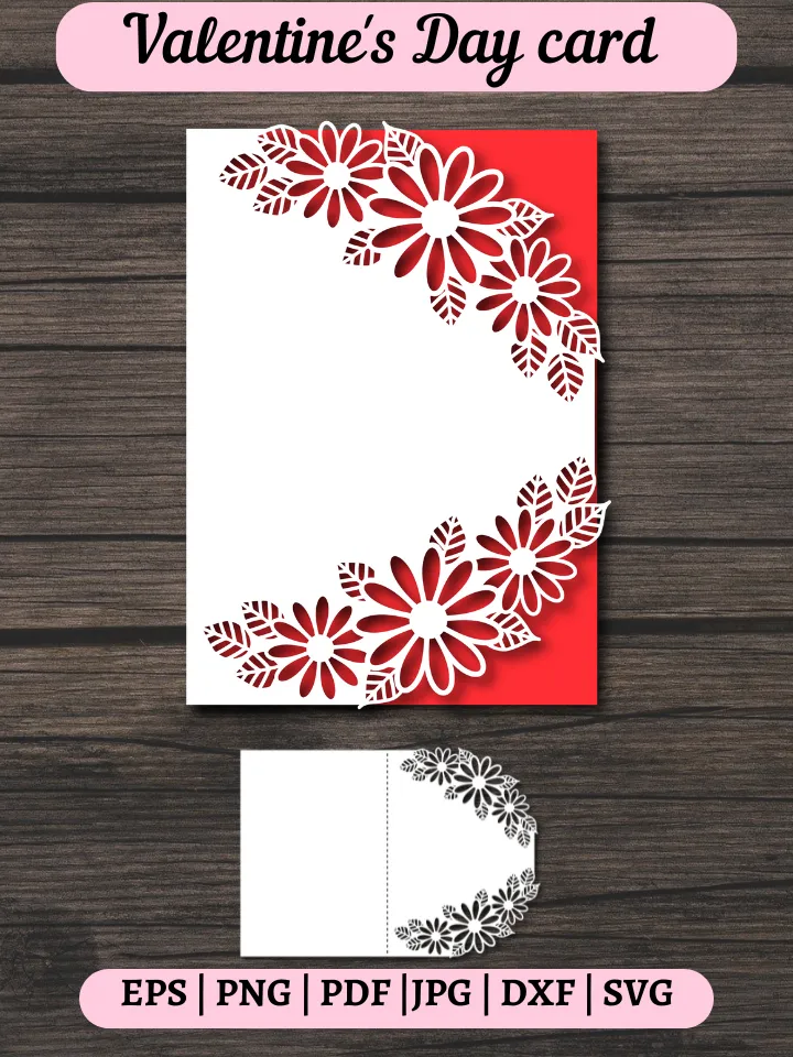 Wildflowers Papercut Card Cover Template SVG, Happy Birthday, Happy Anniversary, Happy Mother Day, Greeting Card for Silhouette and Cricut