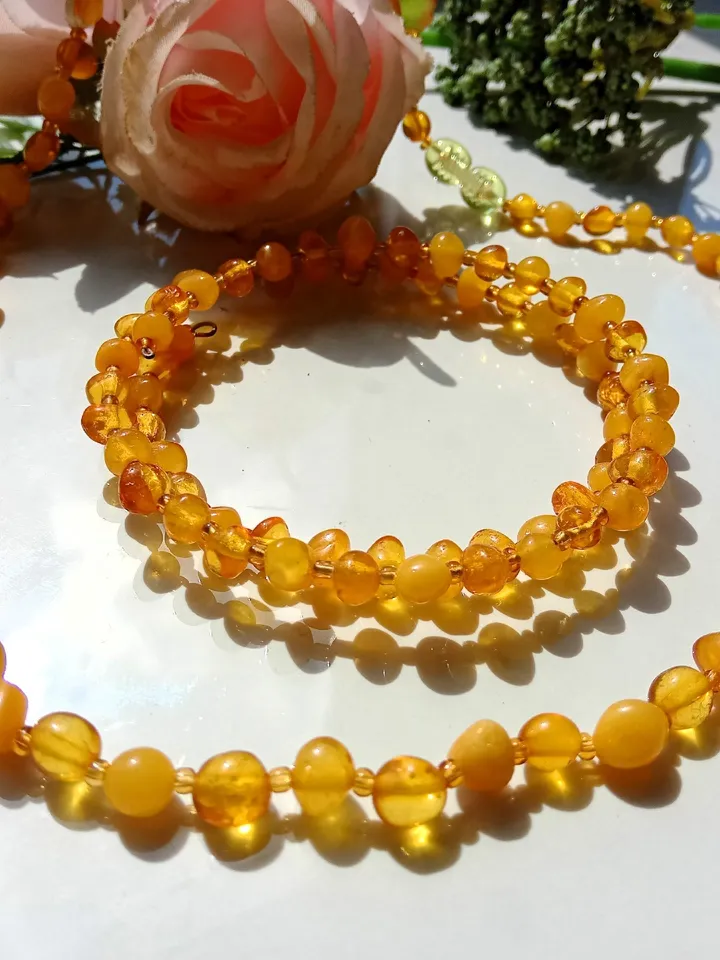 Amber Jewelry Set Baltic Amber Necklace and Bracelet Classic and Bohemian handmade Jewelry Women Honey and Matte Yellow Gemstone Beaded Jewelry