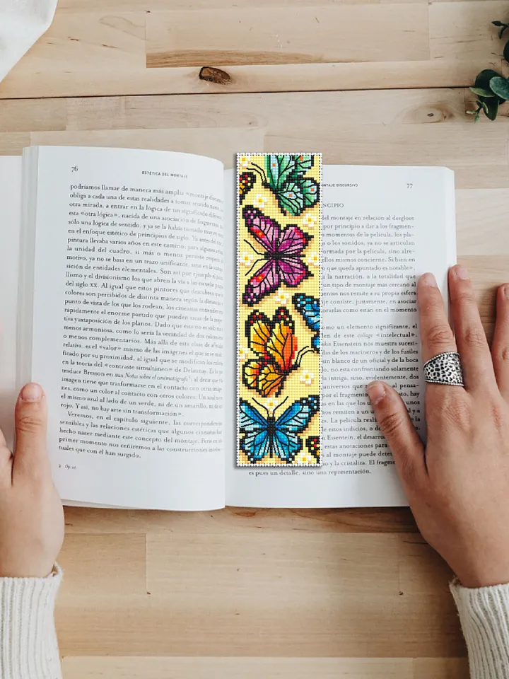 Butterfly bookmark cross stitch pattern PDF download Watercolor butterfly cross stitch chart, Bookmark digital PDF, Butterfly ornament #B158