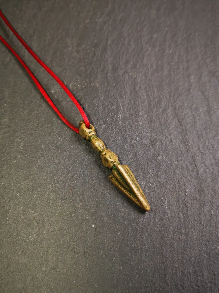 Gandhanra Vintage Tibetan Amulet ,Kila(Dorje Phurba) , Trantic Buddhism Ritual Implement Pendant,Made of Brass,1.96"