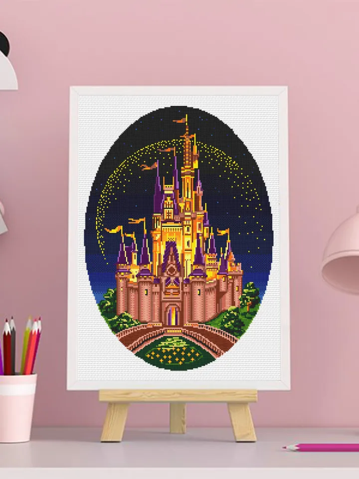 Cinderella castle cross stitch pattern download PDF Magic Kingdom cross stitch Fantasy night xstitch chart Castle princess embroidery #C2