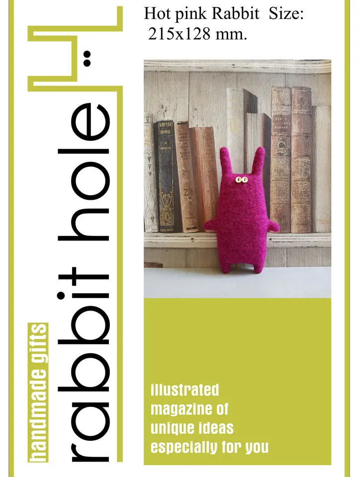 Pink Rabbit sewing pattern PDF, Digital tutorial in English, Stuffed animal sewing Diy