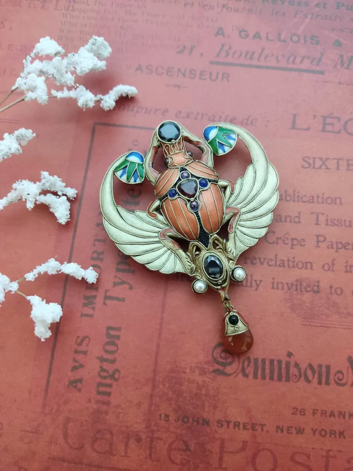 Egyptian Scarab Brooch, Scarab beetle, Egyptian Jewelry, Scarab Jewelry