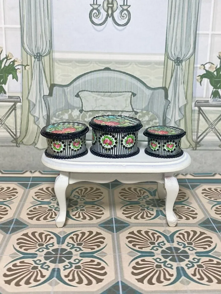 Dollhouse Storage Box Set. Handmade. 1:12. Dollhouse Accessories.