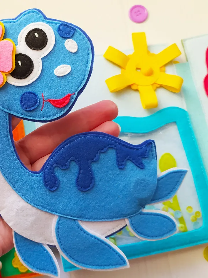 Dinosaur Quiet book Pattern pdf, Dino Felt book pattern pdf, Soft sensory book tutorial, Busy book sewing ideas for kids 2, 3, 4 year old