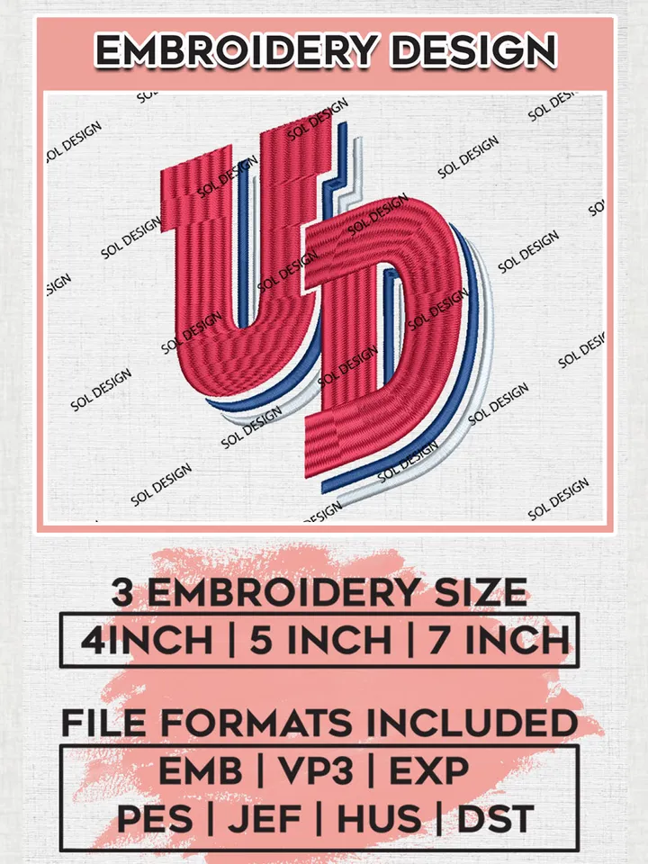 NCAA UD Flyers Team Word Logo Embroidery Design Files, NCAA Dayton Flyers Machine Embroidery, NCAA Teams, 3 sizes, NCAA Machine embroidery designs, Digital Download