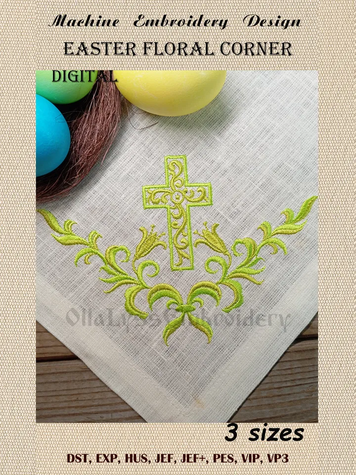 Easter Floral Corner embroidery design