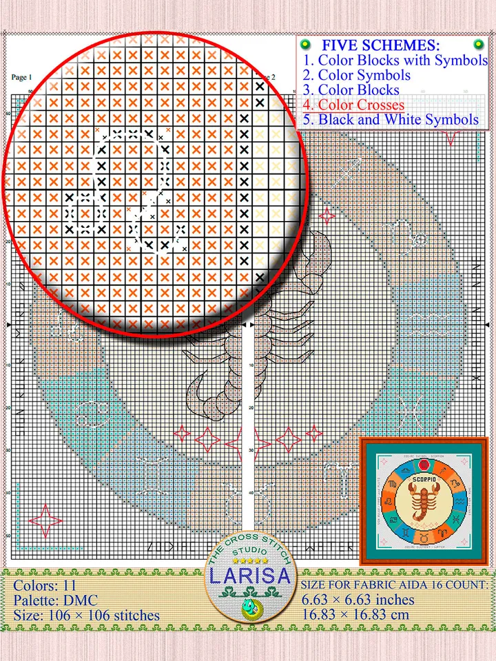 Scorpio Cross Stitch Pattern | Scorpio Zodiac Sign