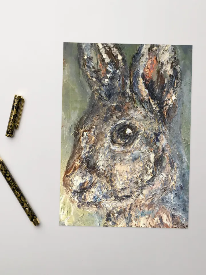 Bunny Greeting card from my original oil painting, greeting cards gifts,unique handmade blank cards for any occasion,animal cards to gift.