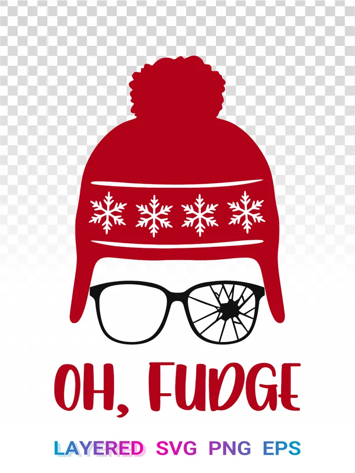 Oh Fudge PNG SVG Christmas, Broken Glasses Winter Hat Cricut