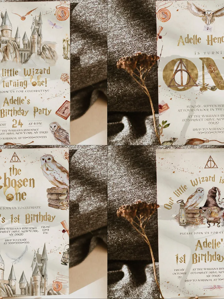 The Chosen One Big Bundle; Wizard Birthday Party Bundle Templates; Magic School Birthday Party Template; Editable Wizard Template; Wms12