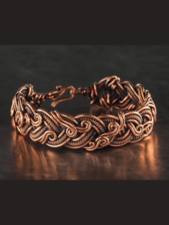 Copper wire wrapped bracelet for woman 7th Anniversary gift Small size bracelet Antique style copper Jewelry