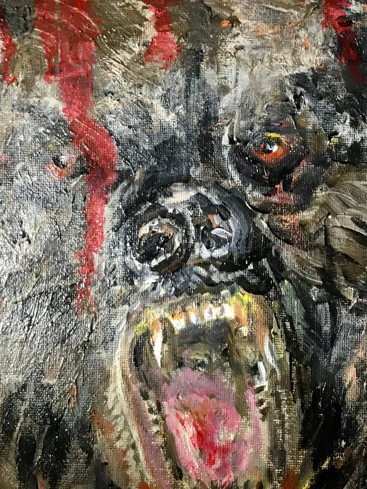 Angry bear,original acrylic and oil painting on canvas board,roaring bear painting,animals painting.