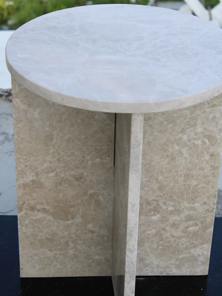 Beige Marble side table, end table, italian marble 100% handmade, coffe table 52 cm Height