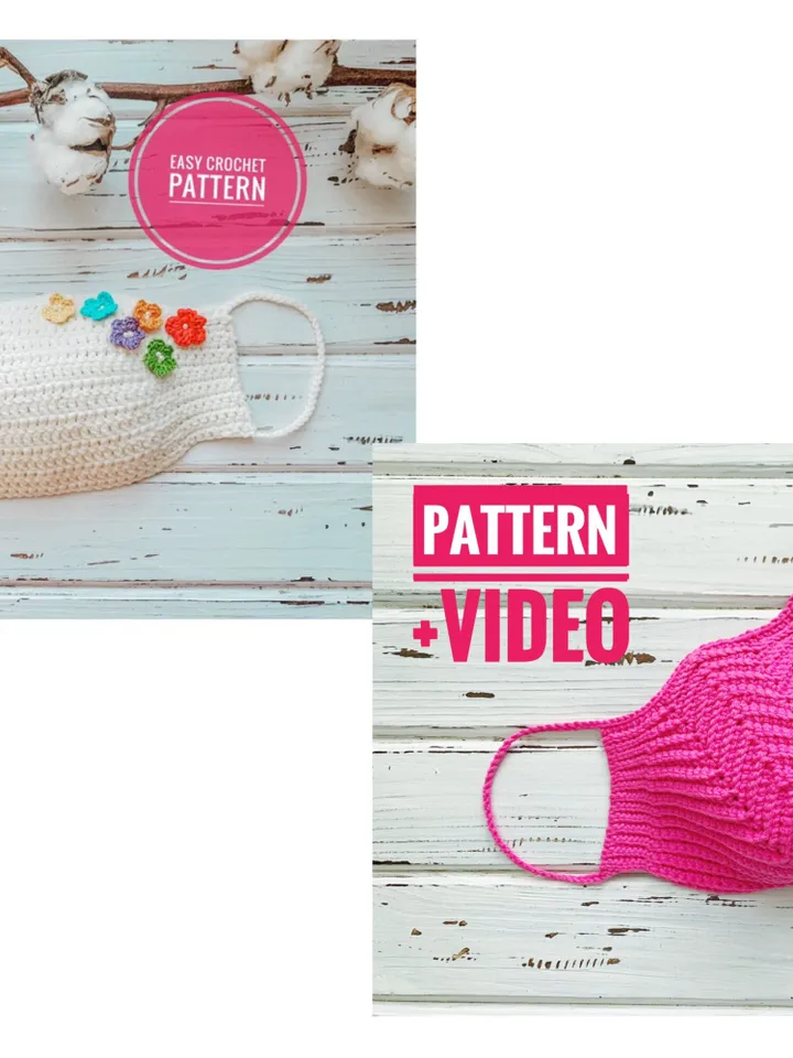 Set it 2 reusable face mask pattern PDF, crochet face adult mask, washable face mask, cotton mask digital instant download