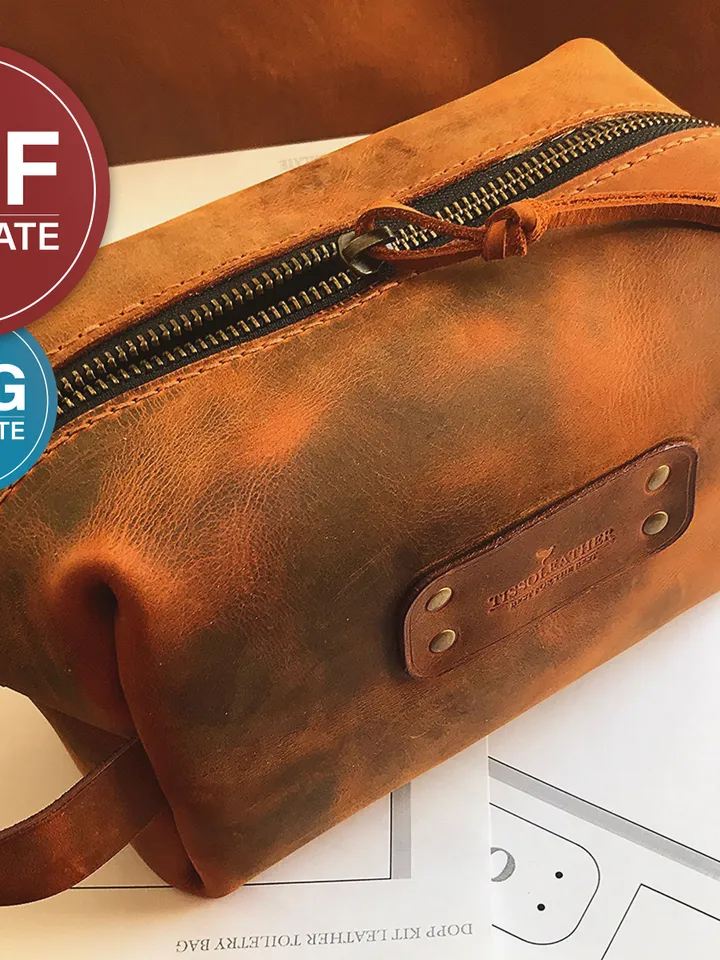 Leather Dopp Kit PDF Pattern and SVG Template + Video