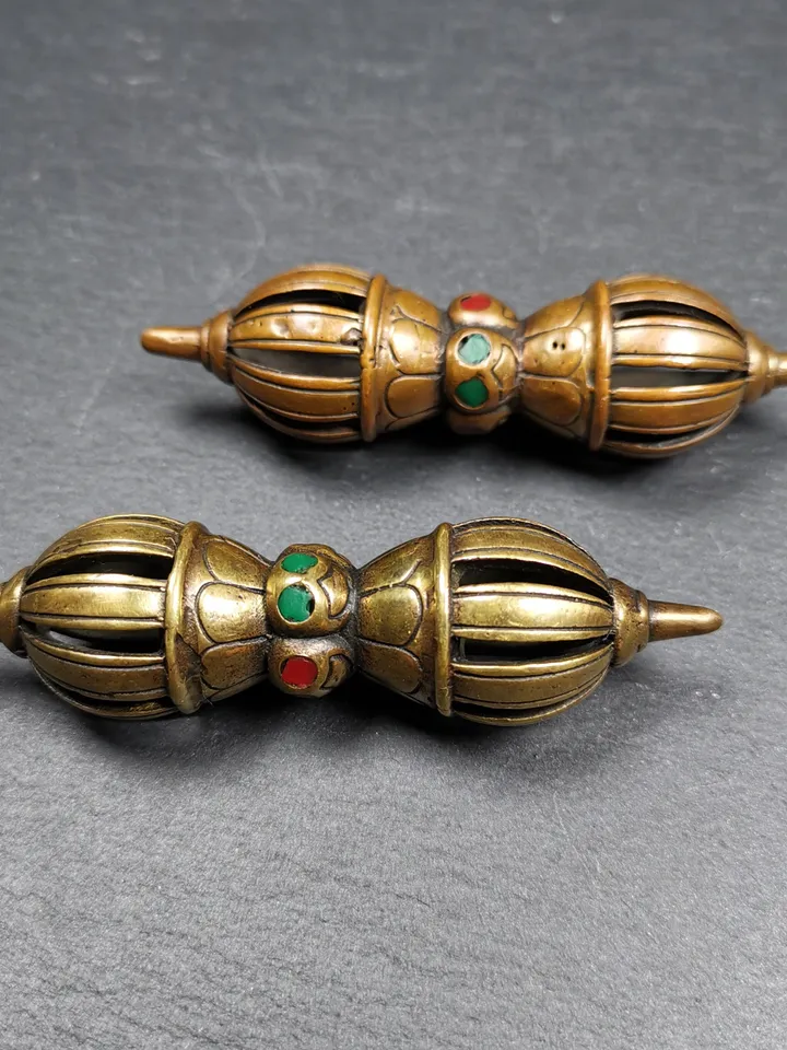 Gandhanra Handmade Vintage Nine-pronged Vajra Dorje ,Tibetan Tantric Buddhism (Vajrayana) Ritual Implement,3.0"