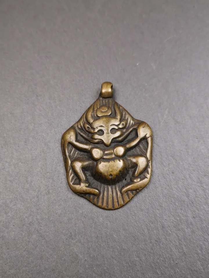 Gandhanra Antique Tibetan Buddhist Amulet Pendant - Garuda - The Golden-Winged Bird, Crafted from Copper,Size 2.1" * 1.4"