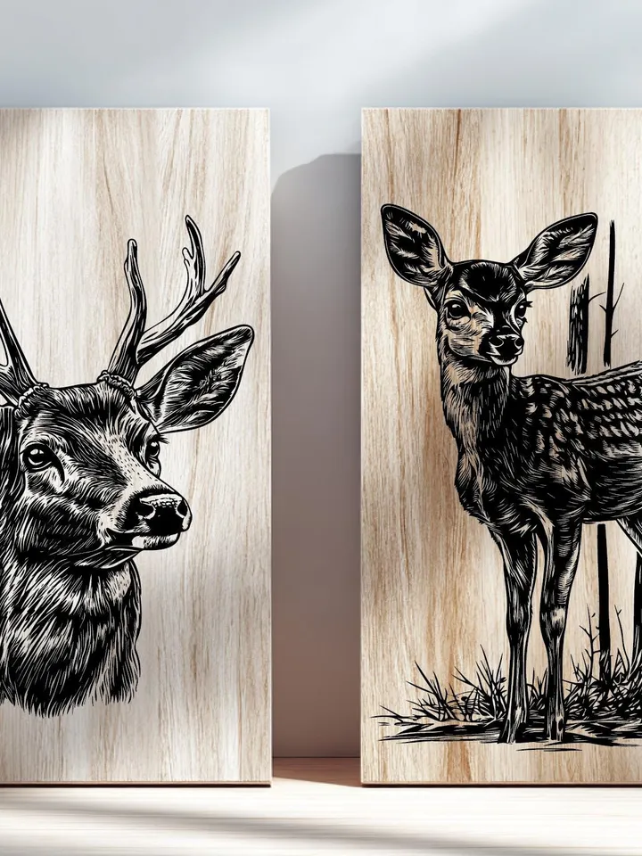 Vector Deer Design Bundle 20 cute Fawn PNG for Sublimation Deer SVG file for cricut, wild Fawn Laser Cut file for engraving, Print wall art