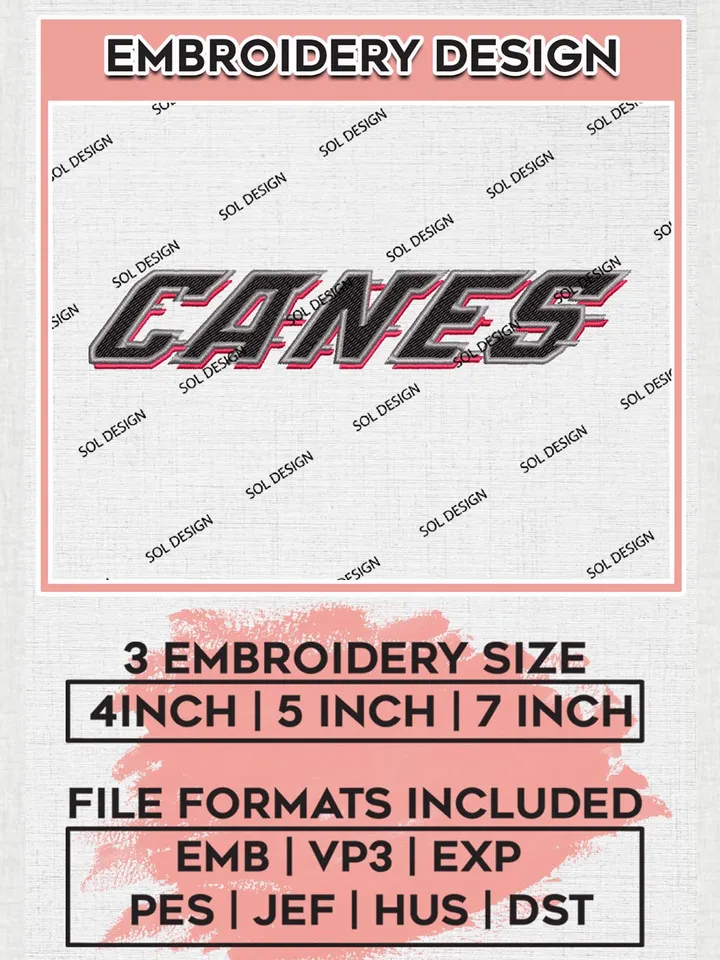 NHL Hurricanes Text Logo Embroidery Files, NHL Carolina Hurricanes Team Embroidery Designs, NHL Teams, 3 sizes, NHL Machine embroidery designs, Digital Download