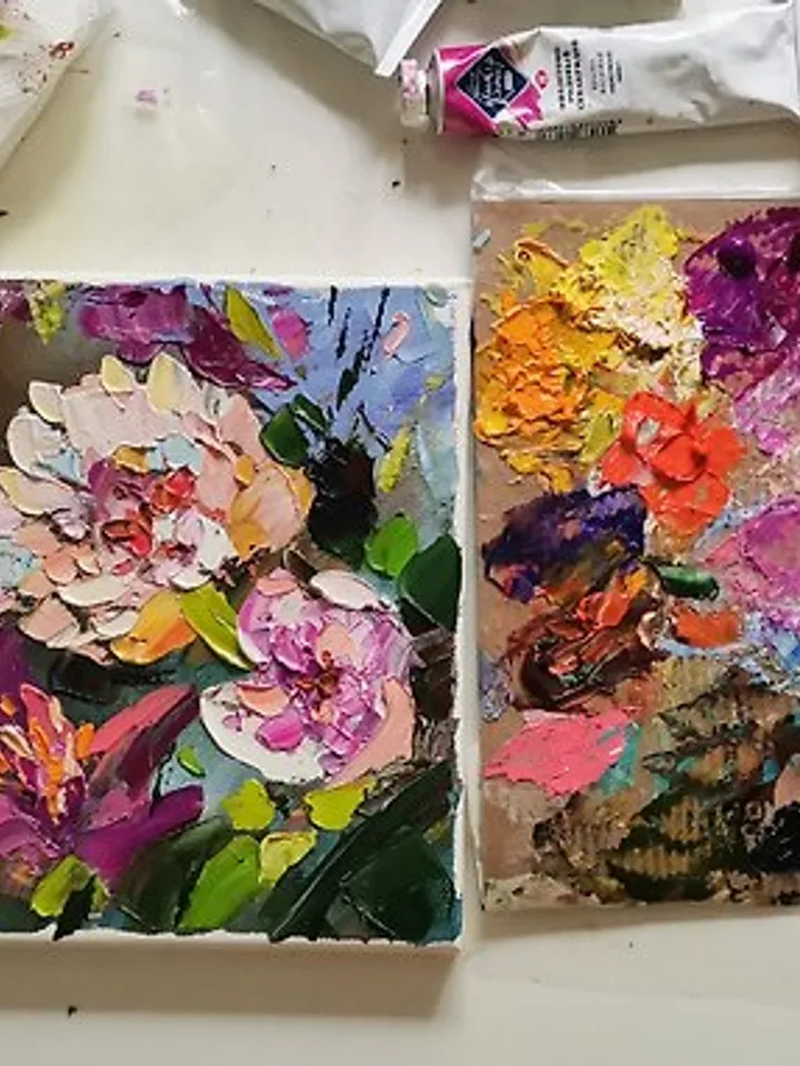 Peonies Painting Canvas Original Art Floral Oil Painting Impasto by Verafe