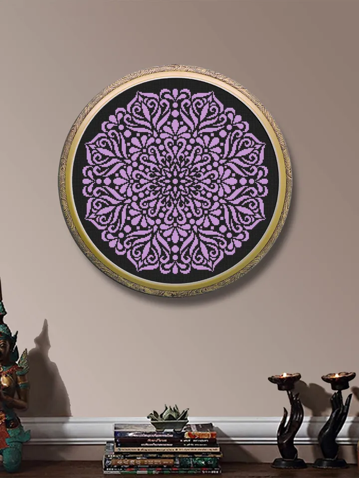 Mandala cross stitch pattern download PDF Monochrome floral ornament cross stitch chart, Simple mandala pattern PDF, DIY Home decor #M132