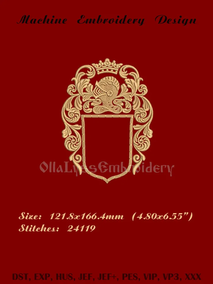 Baroque monogram frame embroidery design