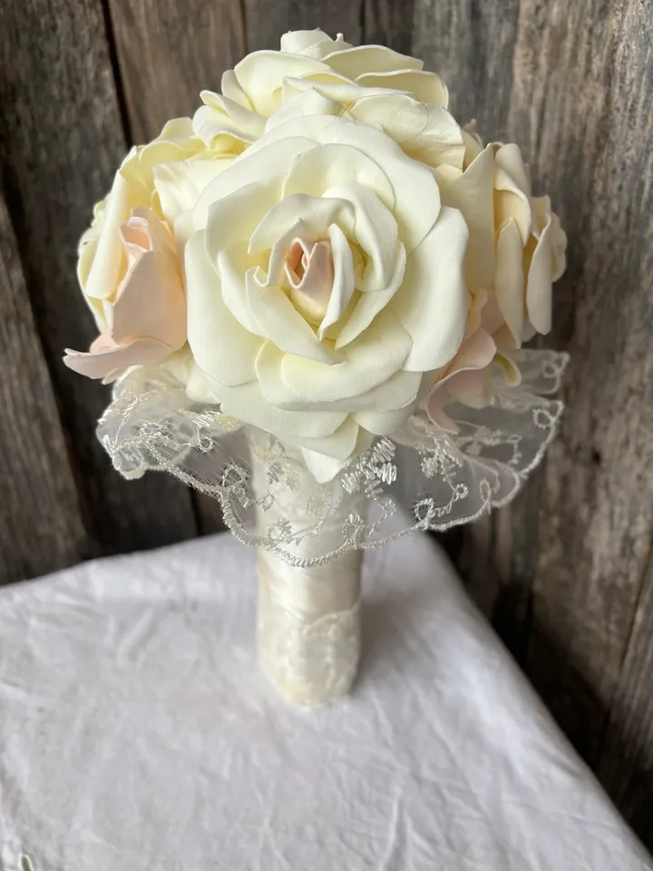 Handmade bridal bouquet double and boutonniere for groom/wedding bouquet/boutonniere for the groom/ wedding boutonniere