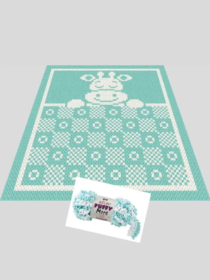 Loop yarn Finger knitted Sleeping Giraffe blanket pattern