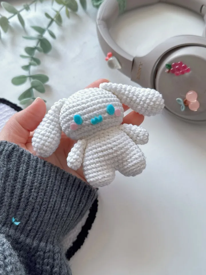 Cinnamoroll crochet pattern, Sanrio crochet keychain, PDF pattern, US terms