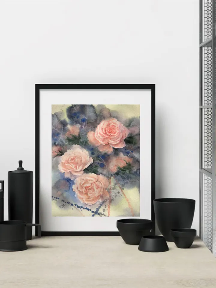 Roses Original Painting Flowers Watercolor Painting Floral Artwork